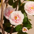 thumbnail image 4 of DR.Planzen Artificial Camellia Tree 3FT in Pot – 27 Blooming Pink Flowers & 252 Leaves UV Resistant Faux Camellia Plant for Indoor Outdoor Decor, Front Door Porch Patio Living Room Office, 4 of 7