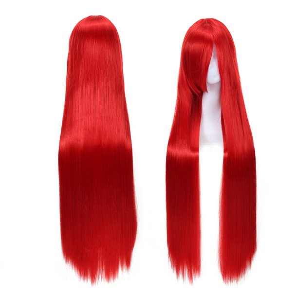 Peluca de anime cosplay foto de viaje de verano color cabello largo y liso pelucas con flequillo oblicuo
