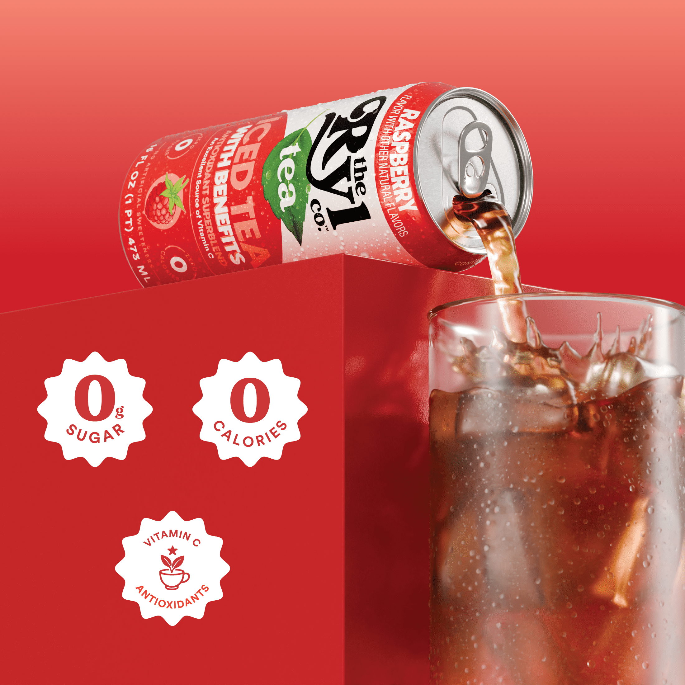 (12 pack) Ryl Iced Tea Raspberry, Zero Sugar Black Tea, Antioxidant Superblend, 16 fl oz Ready-to-Drink Can, No Artificial Sweeteners