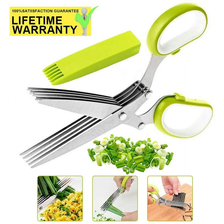 Gourmet Herb Scissors Set - Master Culinary Multipurpose Cutting Shears  with Stainless Steel 5 Blades, Stripping Tool, Safety Cover and Cleaning  Comb for Cutting Cilantro Onion Salad 