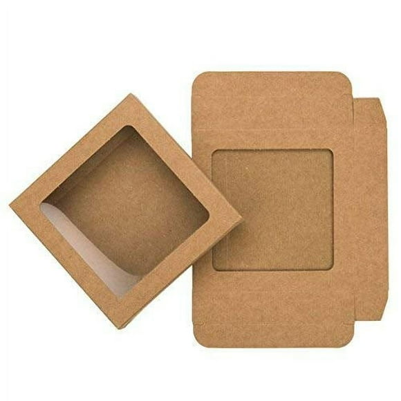 Boîte de Fenêtre en Papier Kraft avec Feuille Attachée pour Animaux 25 Boîtes 4 Pouces" x 7/8 Pouces" x 4 Pouces" Protège les Cosmétiques Stationnaires Sûr pour les Archives WKRG245
