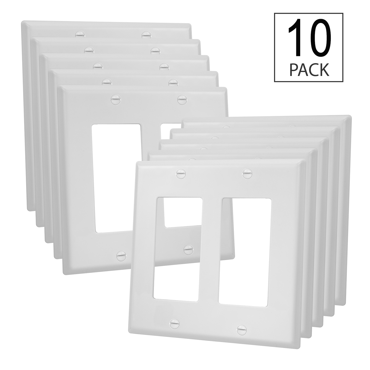 100 Pack 2Gang Cover Plate UL Listed GFCI Plastic Wall Plate