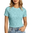 thumbnail image 4 of DuoJiaJ Womens Short Sleeve Top, Crew Neck Slim Fit Semi Transparent Workout Green S, 4 of 4