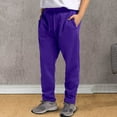 thumbnail image 2 of Men's Casual Pants Mens Hop Pants Casual Solid Color Track Lace Up Workout With Pocket Fall And Winter Sports Elastic Waist Straight Slim Purple 3XL, 2 of 5
