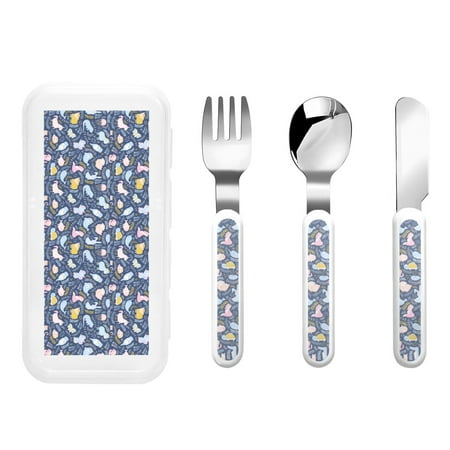 

Lukts Cute Baby Animals for Children s Knife Fork and Spoon Three-Piece Set Stainless Steel Children and Toddler Safety Cutlery with Outer Box