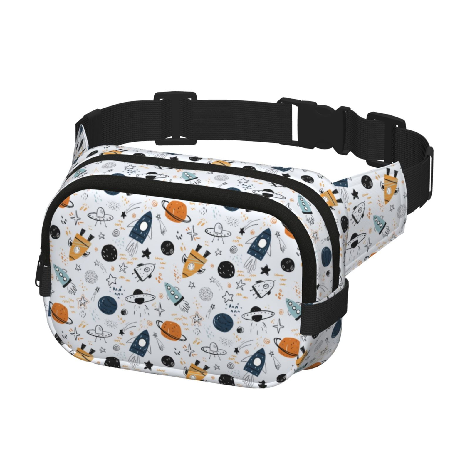 Hirioo Cartoon Planets for Double Layer Waist Bag Adjustable Fanny Pack For Travel Running Hiking