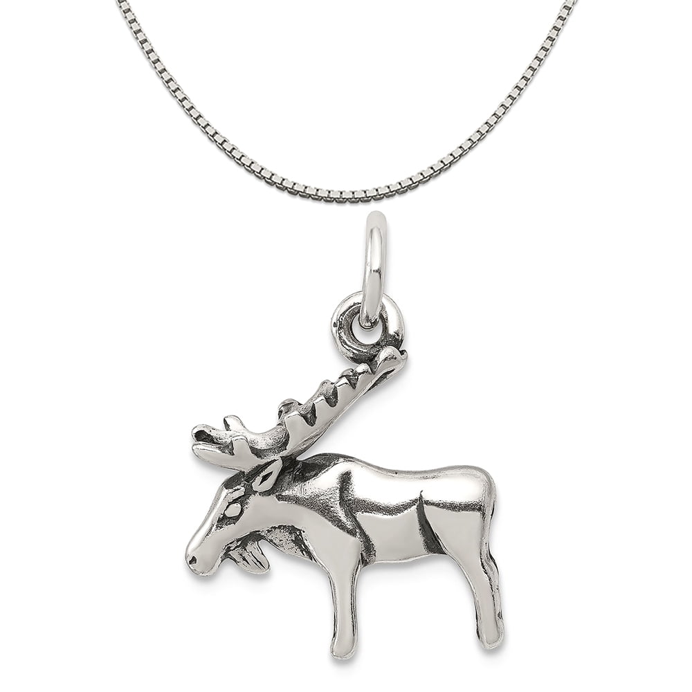 16-20 Sterling Silver Moose Charm on a Sterling Silver Chain Necklace