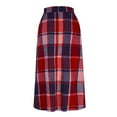 thumbnail image 6 of Womens Wool Blend Plaid Skirts Elastic High Waist A-Line Pleated Skirts Casual Loose Tartan Long Skirt with Pockets, 6 of 6