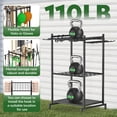 thumbnail image 4 of Garden Tool Organizer, Heavy Duty Steel Tower Rack with 2 Additional Hooks, Holds 35+ Long Handled Tools, Rakes Brooms, for Garage Storage & Shed & Outdoor Storage, Black, 4 of 12