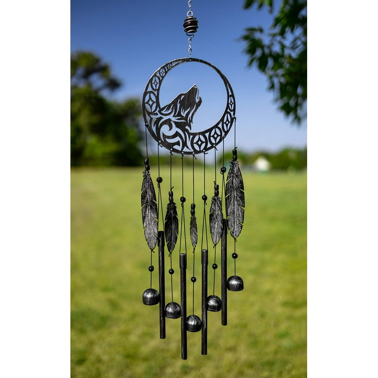 Dawhud Direct Tribal Wolf Dreamcatcher Wind Chime | Outdoor Garden