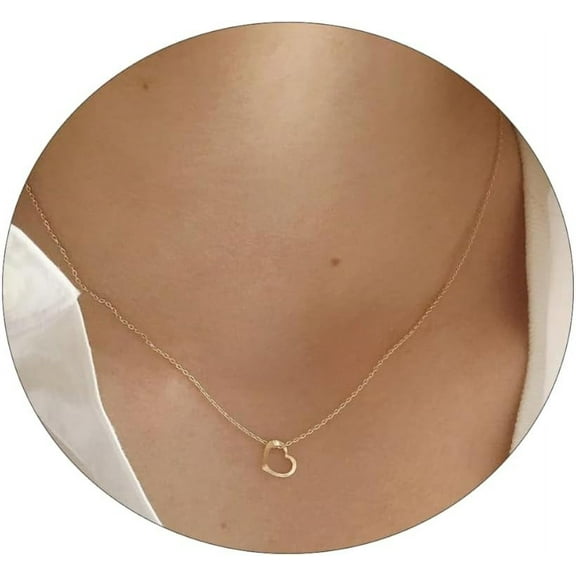 Dainty Heart Necklace For Women, 14K Gold Plated/Rose Gold/Silver Tiny Cute Heart Pendant Necklace Minimalist Choker Cz Necklace Jewelry Gifts For Women[o1514]