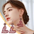 thumbnail image 2 of RyanK Valentine'S Day Gifts Valentine'S Day Decorations Valentine's Day Gift Wooden Round Geometric Earrings Vintage Hollowed Out Round Earrings Great Light Statement Jewelry For Women, 2 of 6