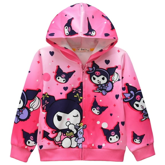 Teens Girls Cute Kuromi Zip Up Hoodie Jacket Long Sleeve Hoodies Sweatshirt with Pockets