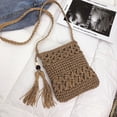 thumbnail image 2 of Bolso de paja ZHAOCHENG estilo bohemio hecho a mano con bandolera y cremallera, 2 of 5