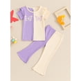 thumbnail image 2 of Nygoyerh Toddler Little Girls Cute Long Pants Sets Short Sleeve Butterfly Print T-shirt with Flare Pants 2Pcs 12M-5T Kids Contrast Color Summer Outfits for Casual Daily, 2 of 10
