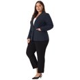 thumbnail image 3 of DARING DIVA Women's Plus Notched Lapel Long Sleeve Office Work Blazer Jacket 2X Navy Blue, 3 of 6