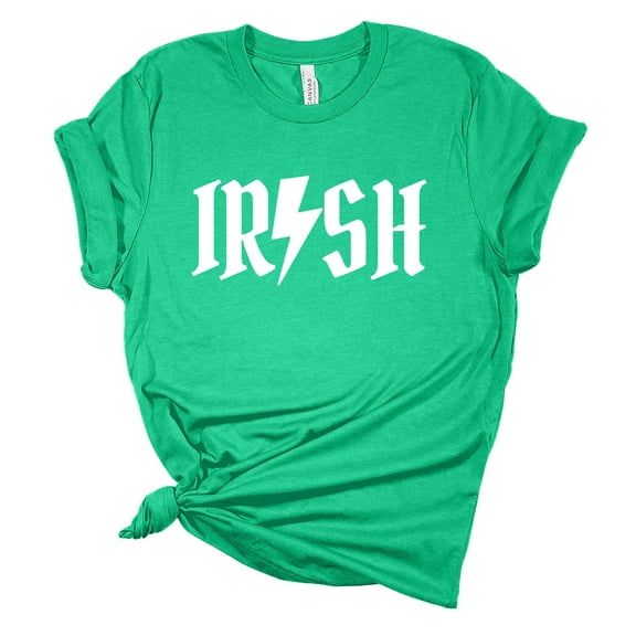 Womens St. Patrick's Day Tshirt Irish Band Logo Parody Short Sleeve T-shirt-Heather Kelly Green-small