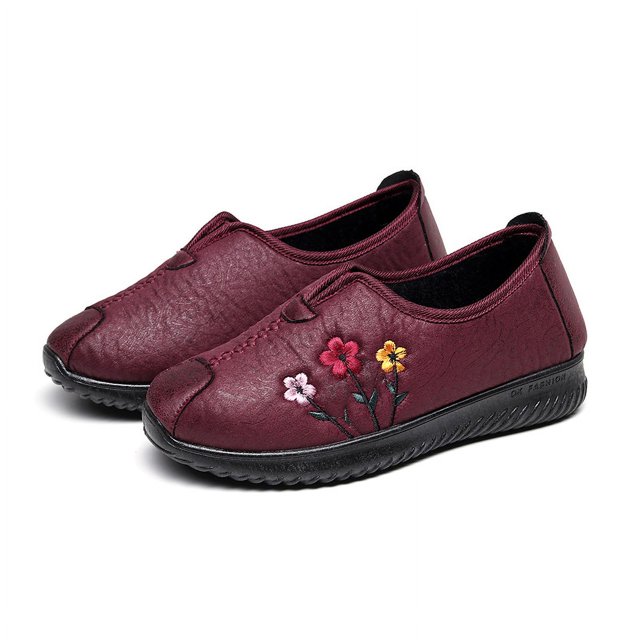 Nuevos zapatos planos con gancho y costura de colores con empalme Floral, zapatos planos informales de invierno para mujer, zapatillas de deporte con zapato de algodón polar