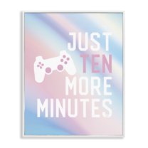 Stupell Industries Pastel Ten More Minutes Gamer Quotes and Sayings Painting White Framed Art Print Wall Art, 11 x 14