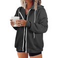 thumbnail image 2 of Xudanell Womens Plus Size Hoodies Sweatshirt Long Sleeve Drawstring Jacket Zip up Coat with Pocket Outwear Dark Gray M, 2 of 6