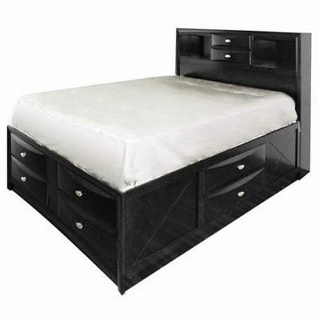 Costway Queen Size Bed Storage, Queen Size Storage Bed With Bookcase Headboard