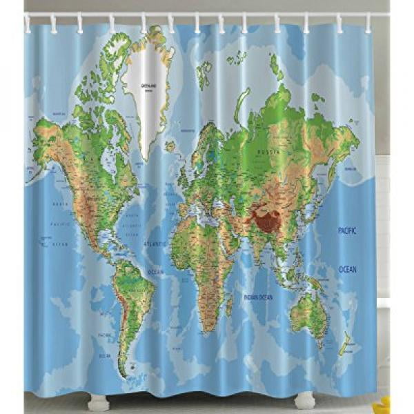 Shower Curtains Home Garden The World Map Theme Waterproof