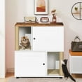 thumbnail image 1 of Double Cat Litter Box Enclouse, Litter Box Enclosure for 2 Cats, Cat Litter Cabinet Double Room with Scratch Post and Litter Mat, Fit Most of Litter Boxes White, 1 of 7