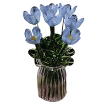nTRIUQJ Hand Blown Glass Flower Bouquet Mini Vase Set for Home Party Wedding DIY Crafts Durable Spring Theme Desktop Ornament B