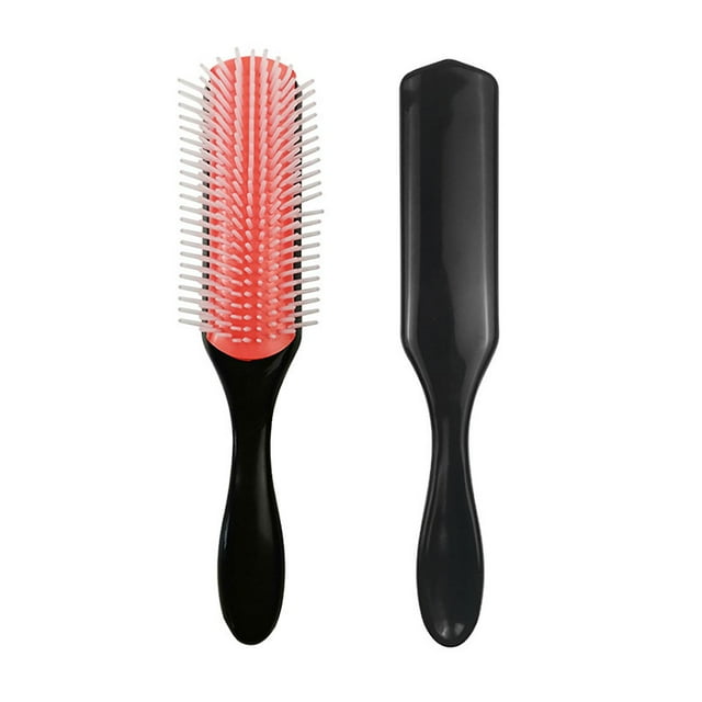 2 Pack 9 Row Nylon Hair Brushes for Curly Hair, Detangling, Separate, Shape and Define Curls