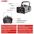 thumbnail image 3 of 5 Core Fog Smoke Machine 1200W & 10,000CFM LED Lights Effect Low Lying Indoor Outdoor 1L Fog Maker with Fogger for Halloween Party Wedding w/ 1 Wired Receiver & RGB Remote Controls - FOG 1200, 3 of 9