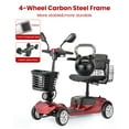 thumbnail image 5 of Foldable 4 Wheel Mobility Scooter for Seniors and Adults with Swivel Seat, Removable Basket, Heavy Duty Frame, Long Range Battery, Red, 5 of 7