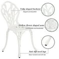 thumbnail image 5 of Villeston Outdoor Bistro Table and Chair set of 2, 3 Piece Outdoor Patio Set, Tulip Pattern Cast Aluminum Patio Bistro Set for Garden, Balcony, Poolside, Durable Rust All-Weather Resistance, White, 5 of 8