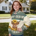 thumbnail image 4 of COEQINE Trendy Loose Fit Quarter Zip Sweatshirt for Girls, Long Sleeve Pullover Tops with Collar, Casual Oversized Sweatshirt for Teens Kids 7-8 Years, Highland Cow American Tribal Sunflower, 4 of 7