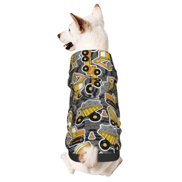 Fotbe Excavator At Work Sudadera con Estampado para Perros Pequeños – Suéter con Capucha para Mascotas, Tela Suave de Forro Polar con Bolsillo-Small