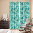 thumbnail image 3 of Teal Geometric Kitchen Curtains 84 Inch Length, Modern Morocco Abstract Art Grommet Top Bedroom Living Room Curtains, Light Filtering Cafe Curtain Drapes 2 Panels Set 84''x84'', 3 of 9