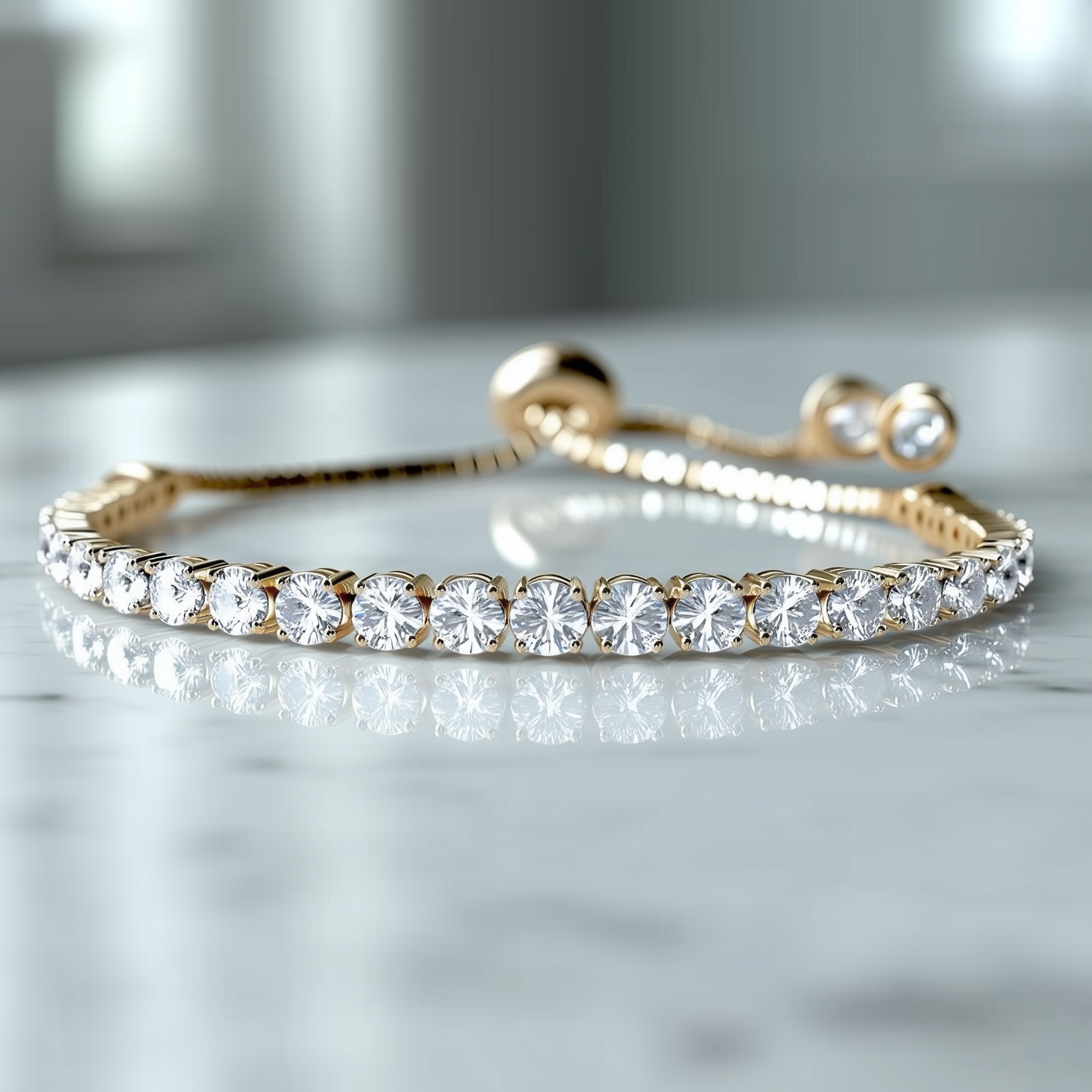 Amy & Annette 14K Gold Tennis Bracelet with Crystals photo 2