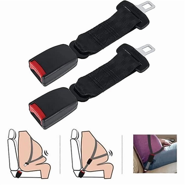 Juego de 2 extensores universales para cinturón de seguridad de coche, correa de extensión ajustable de 23 cm, color negro