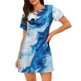 thumbnail image 1 of Fotbe Blue White Fluid Art Bata de Dormir para Mujer con Estampado, Camisón de Algodón de Manga Corta, Ropa de Dormir Casual, 1 of 6