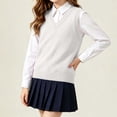 thumbnail image 6 of OGLCCG Girls Sweater Vest V Neck Knitted School Uniform Vest for Kids Casual Sleeveless Preppy Pullover Waistcoat(White,9 Years), 6 of 8