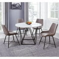 thumbnail image 3 of Ramona White Marble Top Round Bronze Metal Base Dining Table, 3 of 4