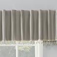 thumbnail image 2 of Sun Zero Evelina Faux Dupioni Silk Beaded Tassels Thermal Extreme 100% Blackout Back Tab Curtain Valance,50" X 17", Stone, 2 of 8