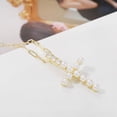 thumbnail image 4 of Women's Golden Tone Faux Pearls Sparkly Crystal Rhinestones Holy Cross Pendant Necklace, 4 of 6