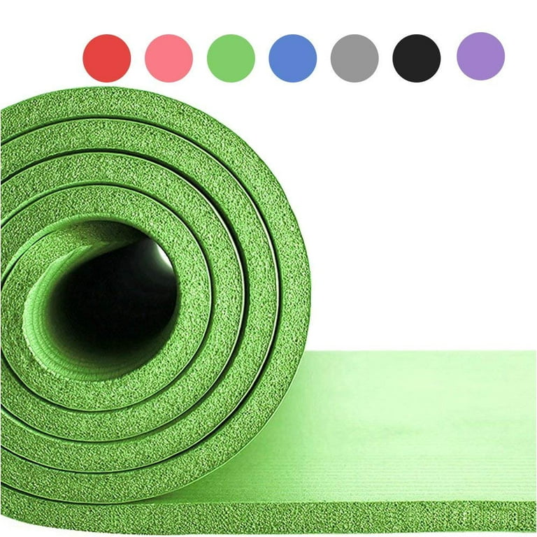 Reehut 1/2-Inch Extra Thick High Density NBR Exercise Yoga Mat for Pilates,  Fitness & Workout w/ Carrying Strap - Green 