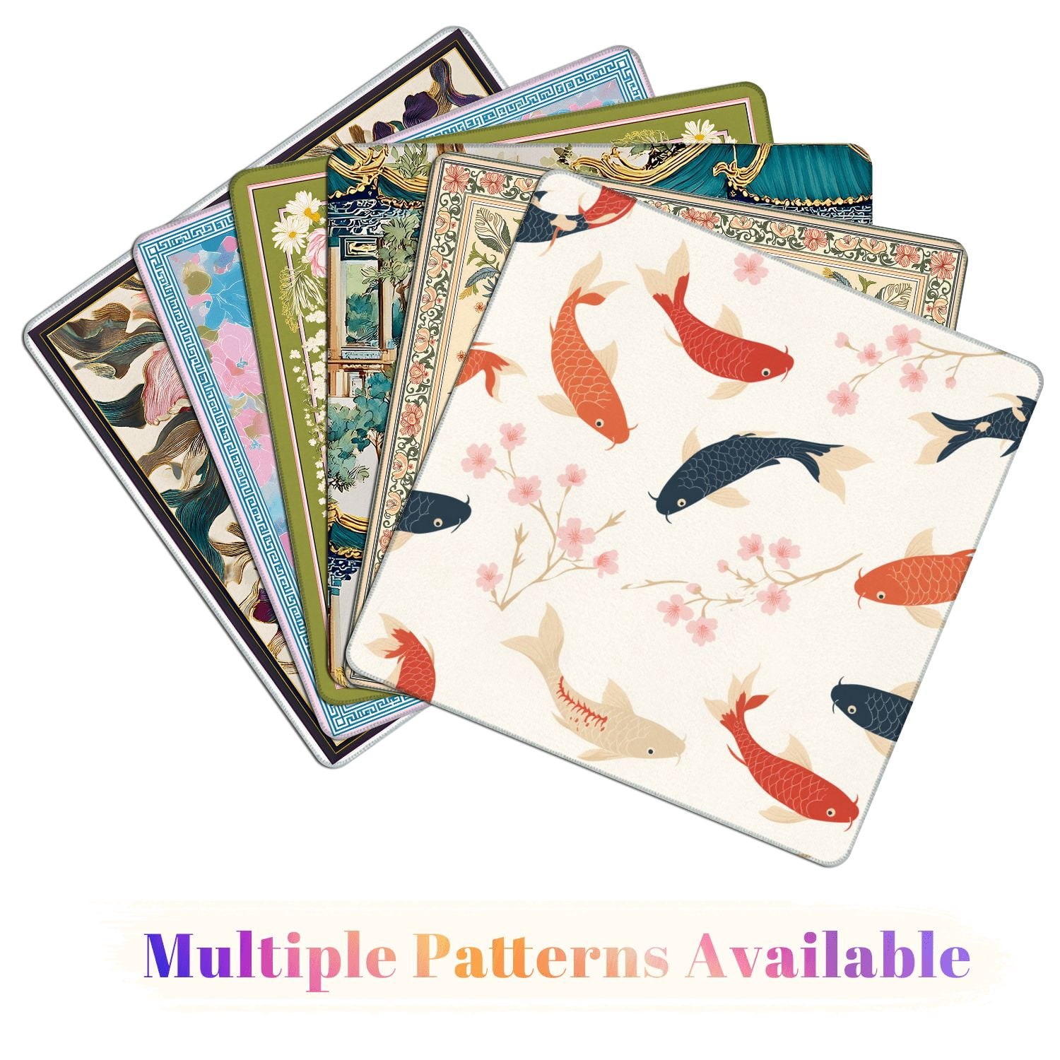Mahjong Mat 31.5" x 31.5" Garden Oriental china garden spring asian fishes nature art Non-Slip Noise Reduction American Mahjong Tiles Table Cover for Dominoes Poker Card Board Games Gift