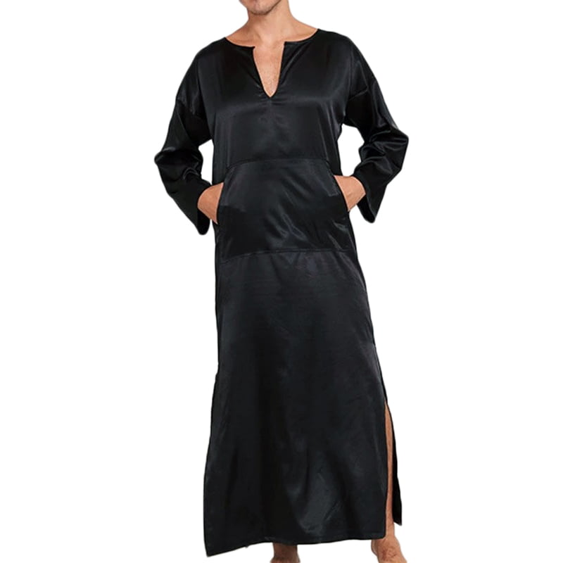 INCERUN Men's Long Sleeve Muslim Kaftan V-neck Tunic Bathrobe Sleepwear ...