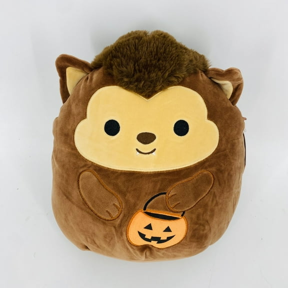 Squishmallows Official 12" Wade the Werewolf - Halloween Edition with Pumpkin Treat Basket