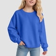 thumbnail image 2 of idosla Girls Oversized Crewneck Sweatshirts Kids Fashion Fleece Drop Shoulder Pullover 5-14 Years (Blue, 9-10 Years), 2 of 3