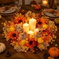 thumbnail image 4 of Artificial Fall Sunflower Wreath with Maple Leaves Plastic Autumn Wreath for Front Door Wall Home Thanksgiving Decor 17.71*17.71 in Harvest Floral Arrangement for Farmhouse Mantel Window Orange, 4 of 6
