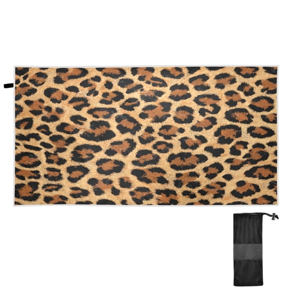 Quick-Dry Beach Towel 71x31in with Storage Bag, Sand Free Microfiber Towel for Travel, Swimming, Camping Wild Amber Cheetah