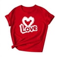 thumbnail image 2 of VKOYWKM Valentine T-Shirts Women Cute Love Heart Graphic Tees Valentine Short Sleeve Tops Holiday Crew Neck Valentines Day Heart Shirts, 2 of 5